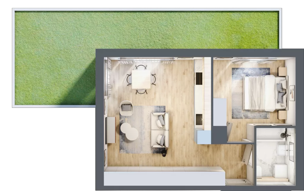 2 pokoje, mieszkanie 45,24 m², parter, oferta nr CD0001, Talarowa Park, Warszawa, Białołęka, Tarchomin, ul. Talarowa