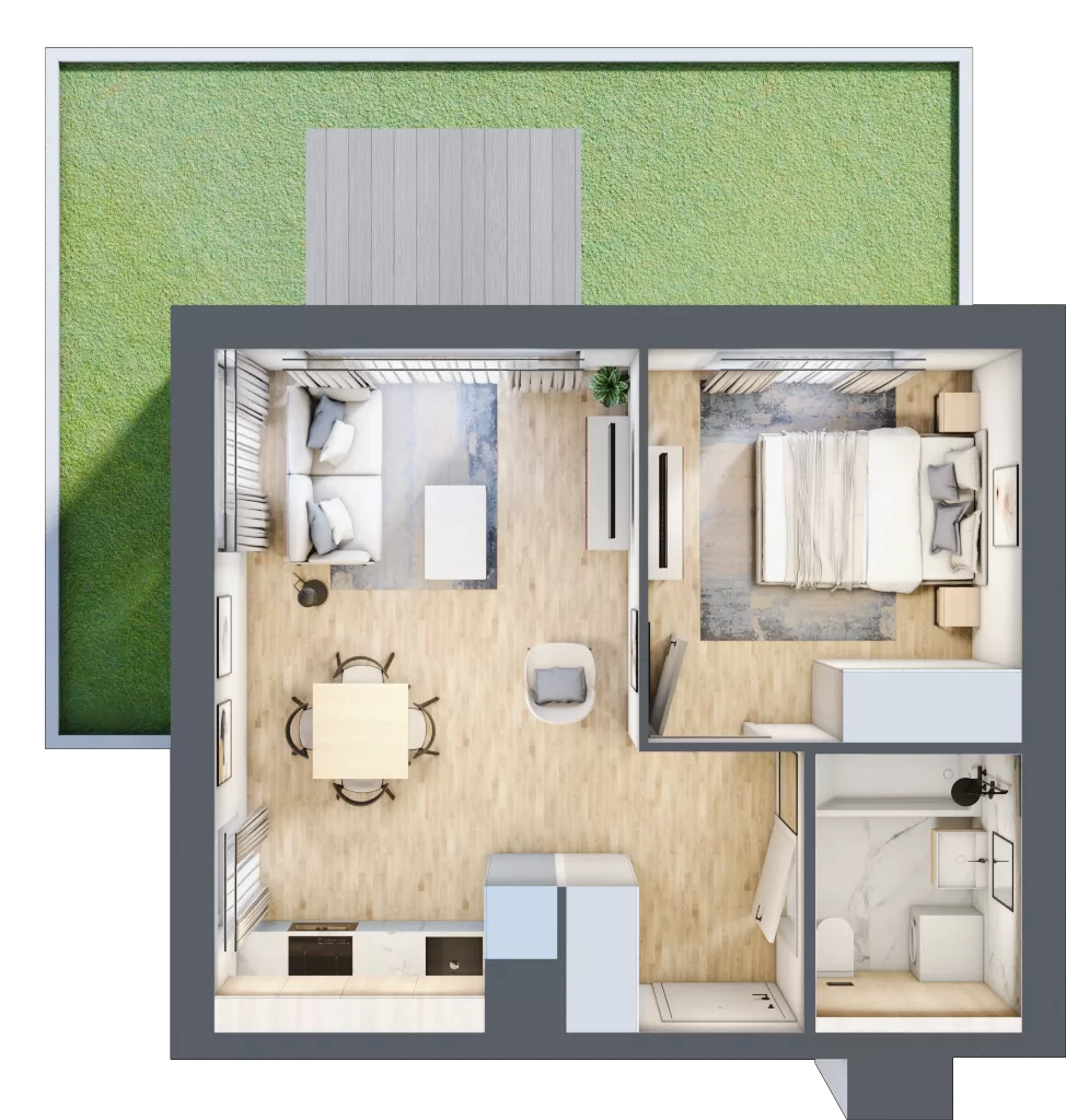 2 pokoje, mieszkanie 36,50 m², parter, oferta nr DA0001, Talarowa Park II, Warszawa, Białołęka, Tarchomin, ul. Talarowa