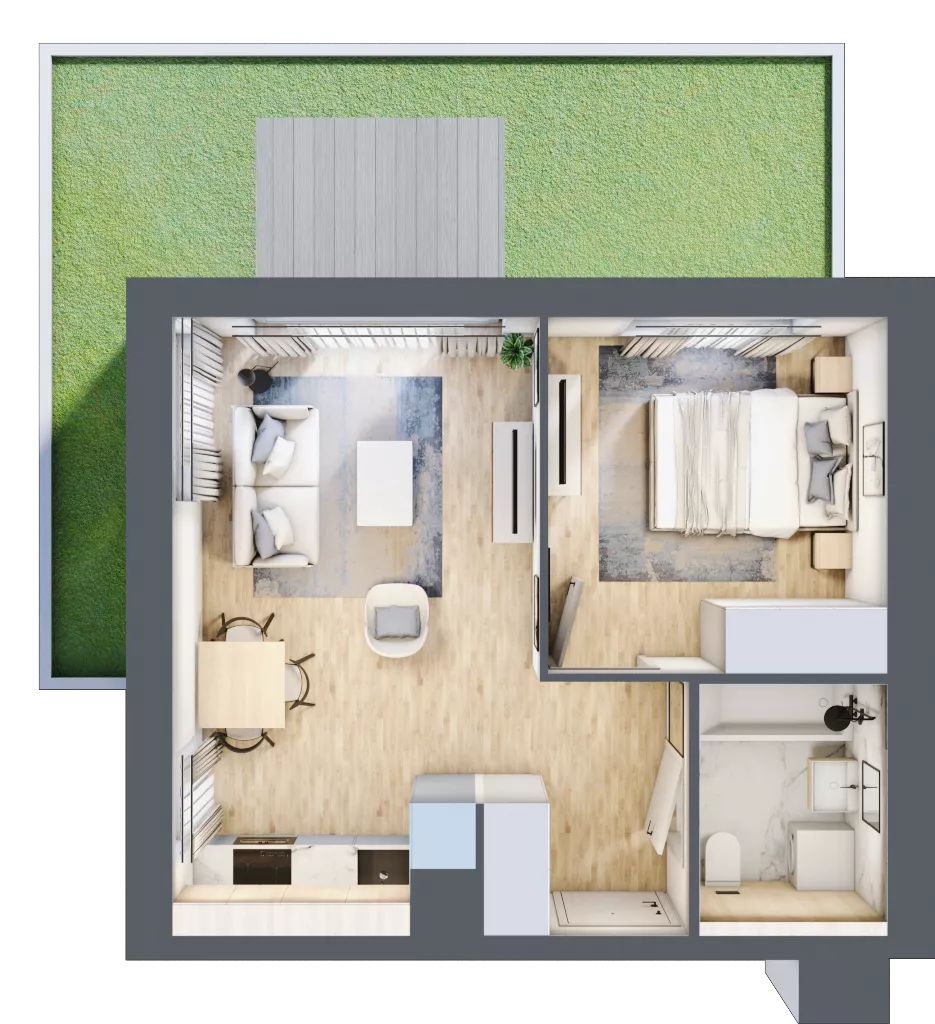 2 pokoje, mieszkanie 35,61 m², parter, oferta nr DB0001, Talarowa Park II, Warszawa, Białołęka, Tarchomin, ul. Talarowa
