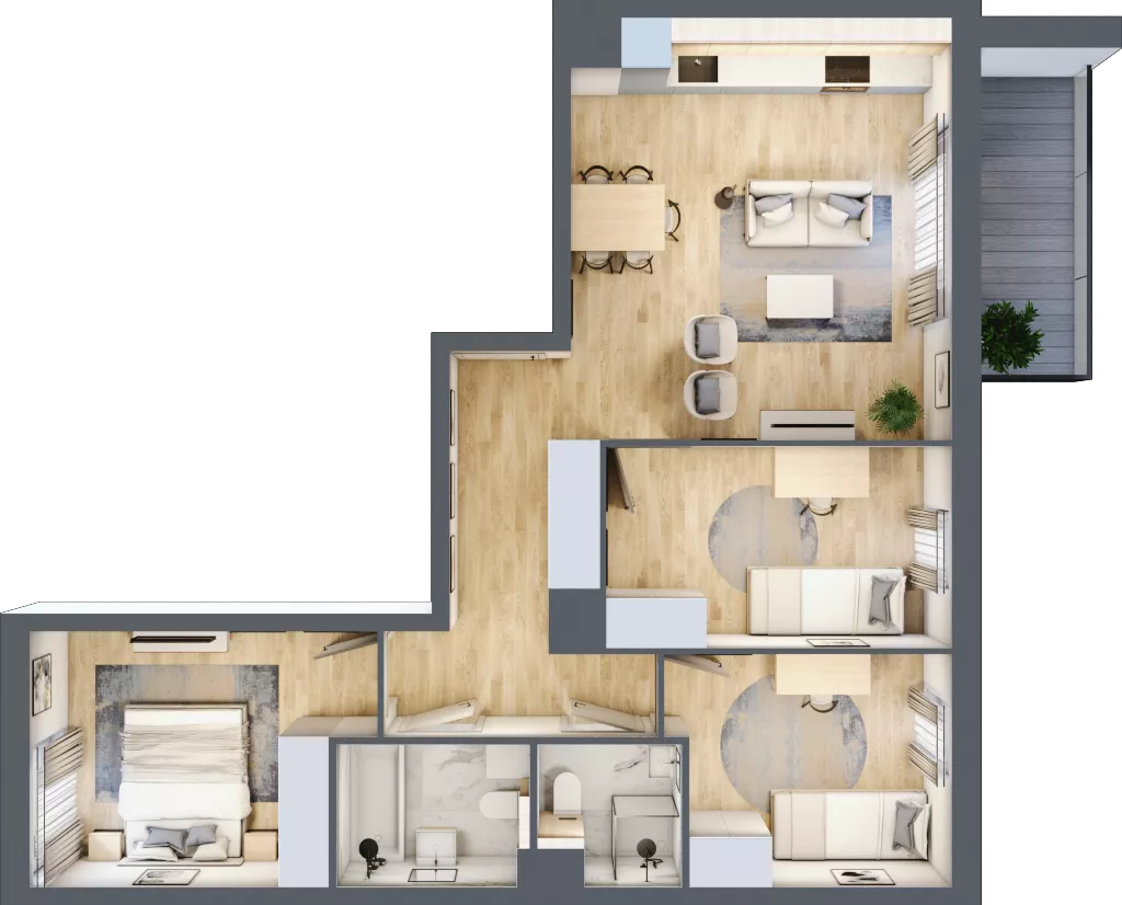4 pokoje, mieszkanie 70,85 m², piętro 1, oferta nr DB0102, Talarowa Park II, Warszawa, Białołęka, Tarchomin, ul. Talarowa