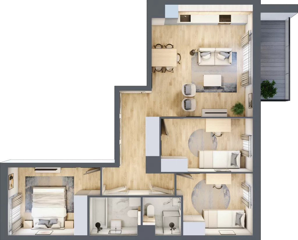 4 pokoje, mieszkanie 70,96 m², piętro 3, oferta nr DB0302, Talarowa Park II, Warszawa, Białołęka, Tarchomin, ul. Talarowa