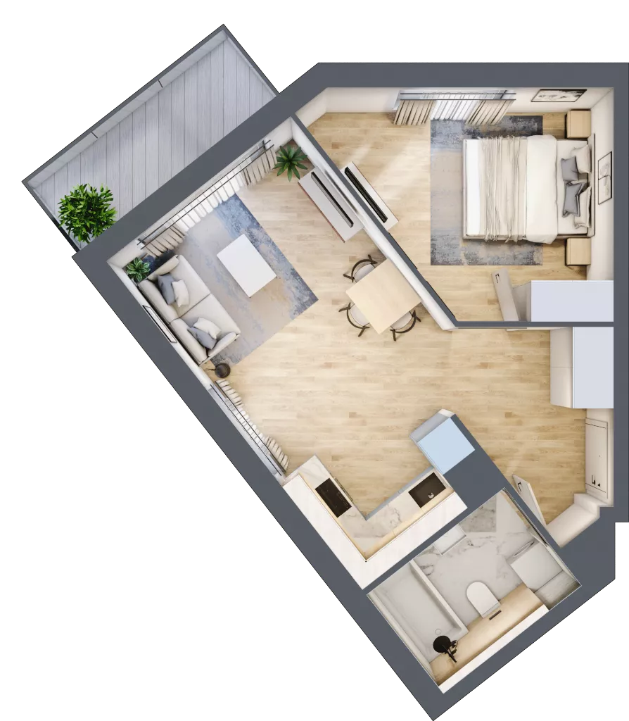 2 pokoje, mieszkanie 41,47 m², piętro 1, oferta nr DC0105, Talarowa Park II, Warszawa, Białołęka, Tarchomin, ul. Talarowa