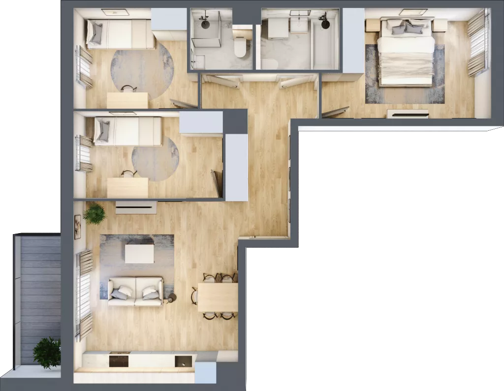 4 pokoje, mieszkanie 72,66 m², piętro 1, oferta nr EB0102, Talarowa Park II, Warszawa, Białołęka, Tarchomin, ul. Talarowa