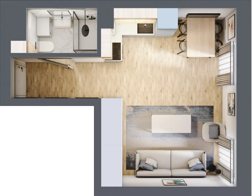 1 pokój, mieszkanie 26,61 m², piętro 4, oferta nr 26, Ceramika, Bydgoszcz, Bartodzieje, ul. Fordońska 19