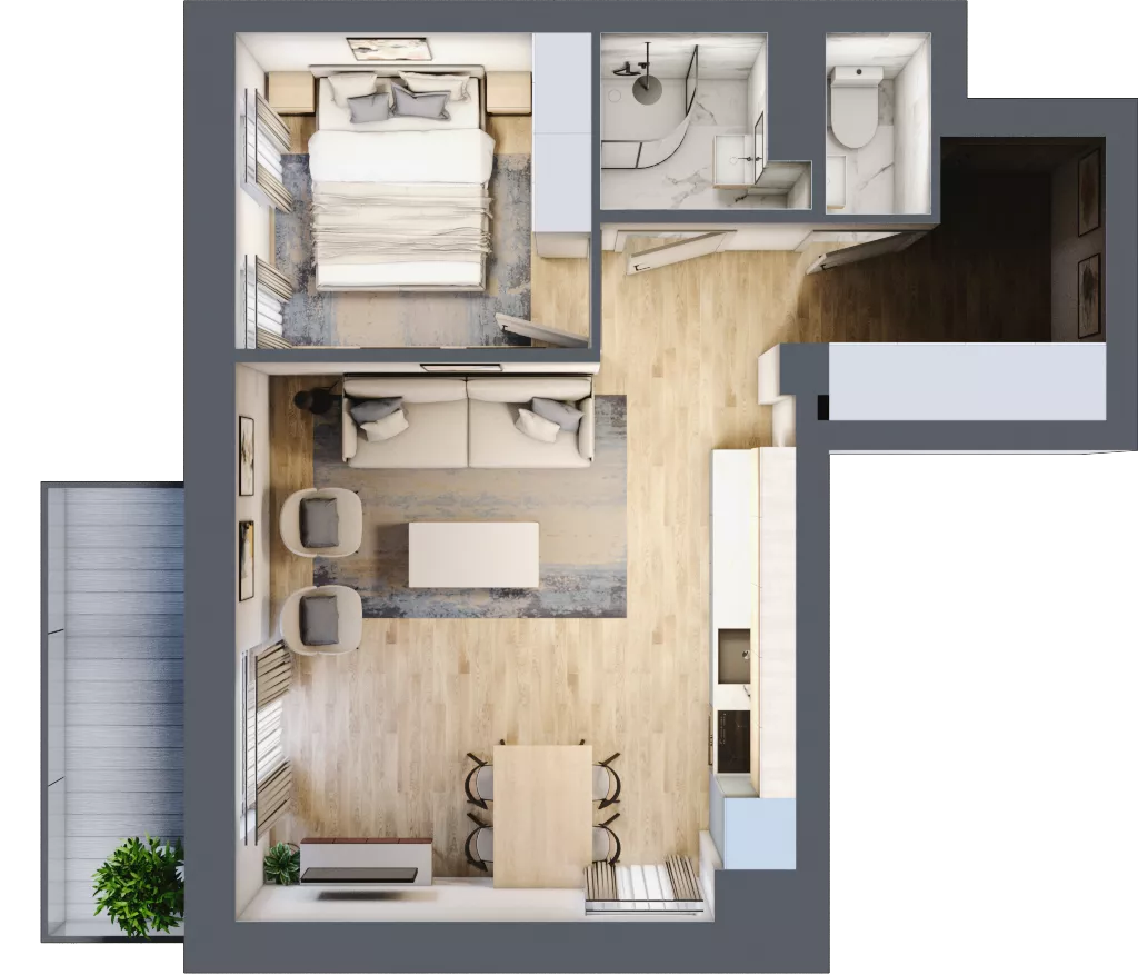 2 pokoje, mieszkanie 40,77 m², piętro 3, oferta nr 17A, Ceramika, Bydgoszcz, Bartodzieje, ul. Fordońska 19