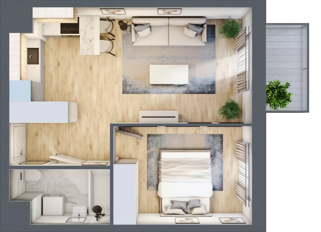 2 pokoje, mieszkanie 40,20 m², piętro 3, oferta nr I-B34, Industria II, Bydgoszcz, Bocianowo, ul. Rycerska 22