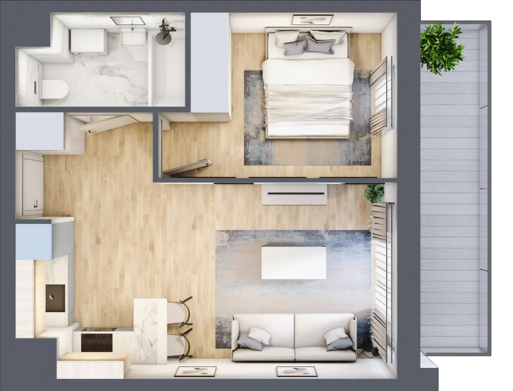 2 pokoje, mieszkanie 37,44 m², piętro 1, oferta nr I-A6, Industria II, Bydgoszcz, Bocianowo, ul. Rycerska 22
