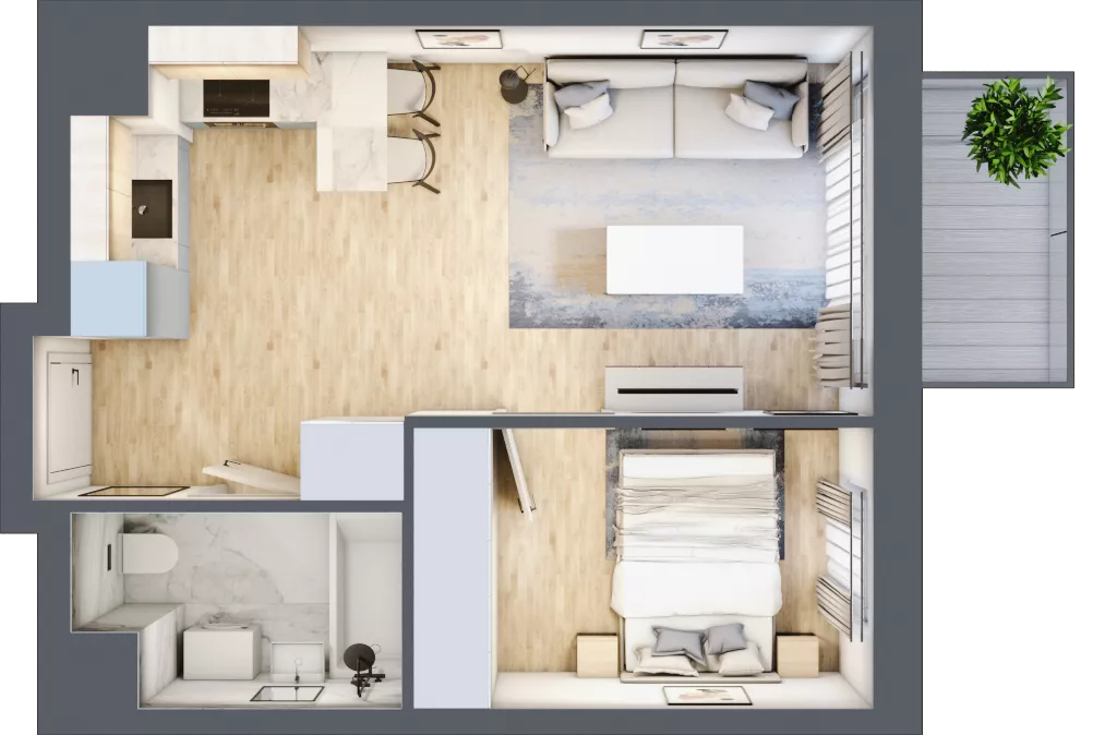 2 pokoje, mieszkanie 33,49 m², piętro 4, oferta nr I-A56, Industria II, Bydgoszcz, Bocianowo, ul. Rycerska 22