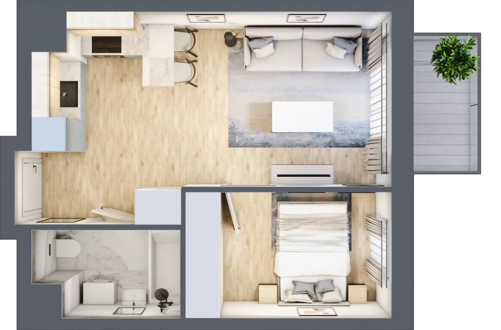 2 pokoje, mieszkanie 33,49 m², piętro 5, oferta nr I-A70, Industria II, Bydgoszcz, Bocianowo, ul. Rycerska 22