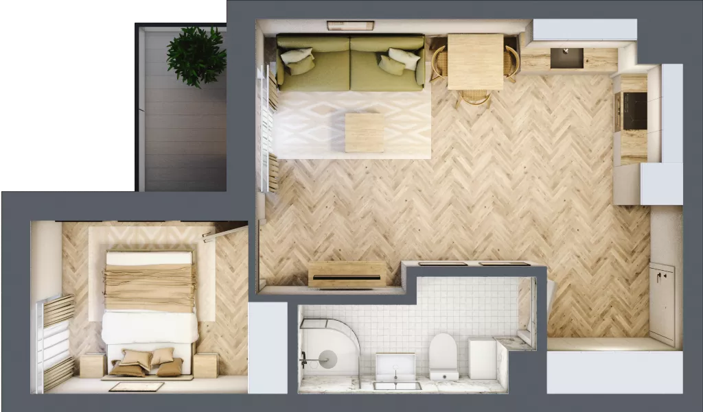 2 pokoje, mieszkanie 38,33 m², piętro 2, oferta nr 15, Balantia, Niemcz, ul. Elizy Orzeszkowej 37