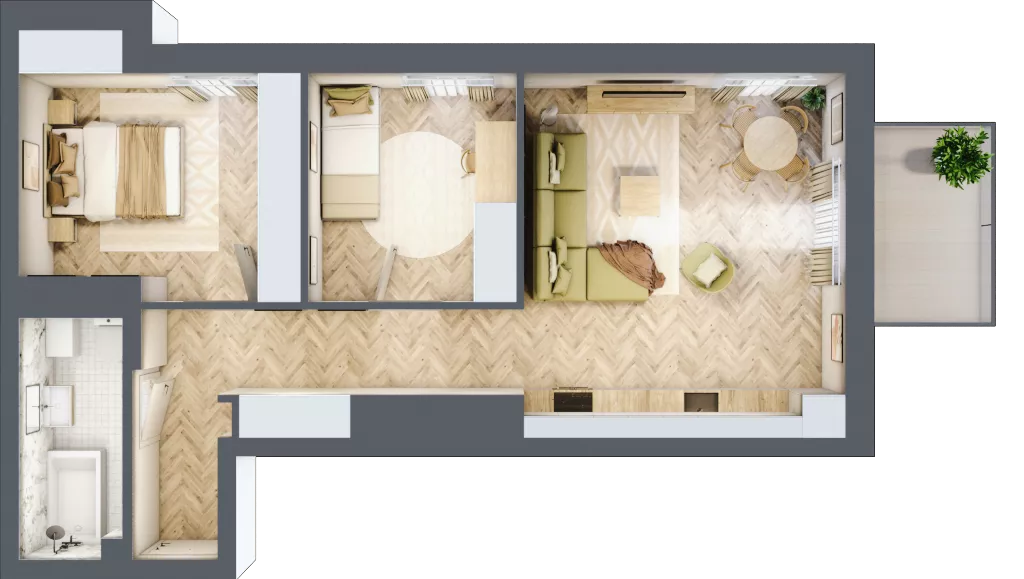3 pokoje, mieszkanie 60,84 m², piętro 2, oferta nr 19, Balantia, Niemcz, ul. Elizy Orzeszkowej 37