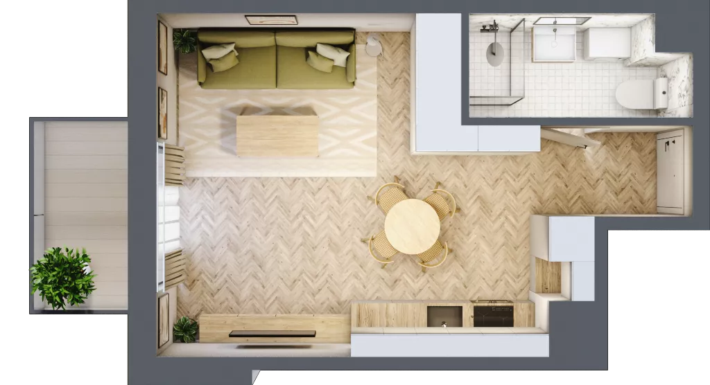 1 pokój, mieszkanie 28,76 m², piętro 3, oferta nr A16, Aleja Mickiewicza, Osielsko, ul. Aleja Mickiewicza 1