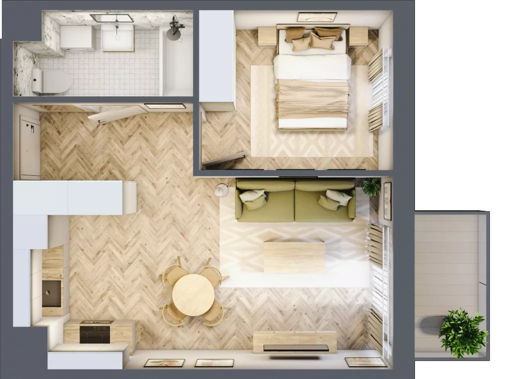 2 pokoje, mieszkanie 39,67 m², piętro 1, oferta nr A25, Aleja Mickiewicza, Osielsko, ul. Aleja Mickiewicza 1
