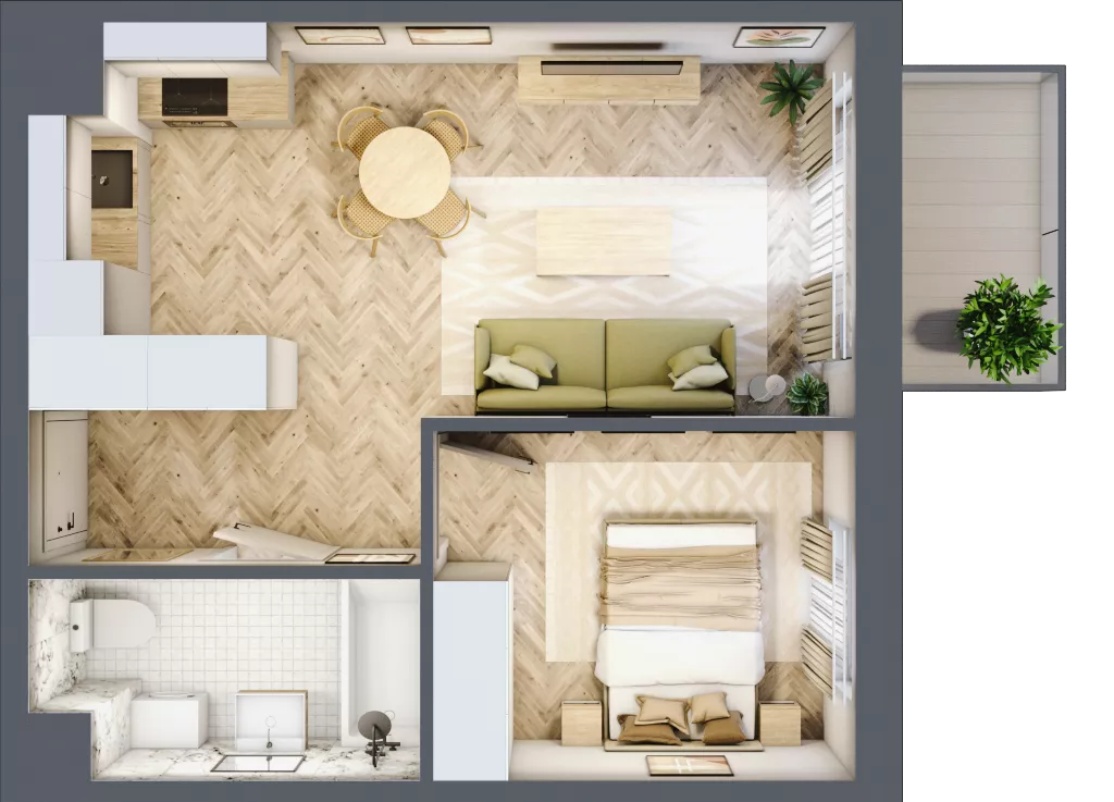 2 pokoje, mieszkanie 38,38 m², piętro 2, oferta nr A44, Aleja Mickiewicza, Osielsko, ul. Aleja Mickiewicza 1