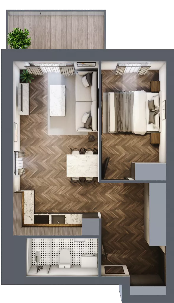 2 pokoje, mieszkanie 42,13 m², piętro 4, oferta nr 42, M|City, Bydgoszcz, Bydgoszcz Wschód, ul. Startowa 9