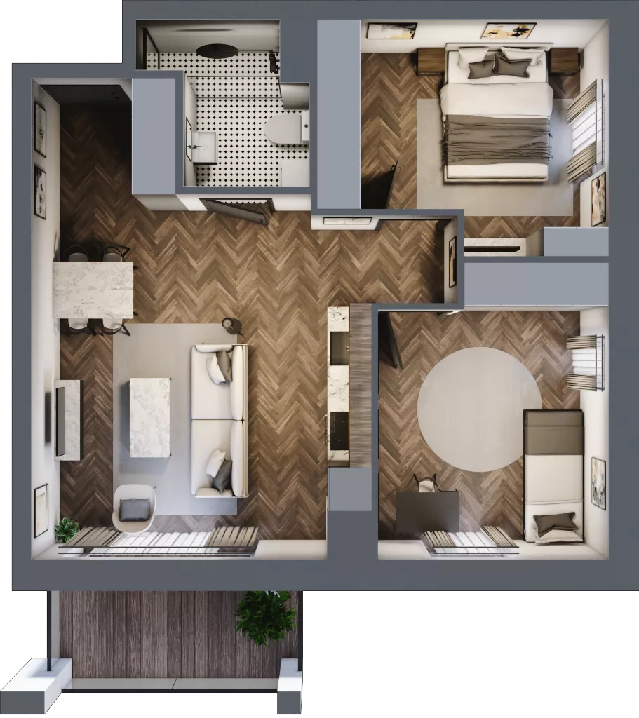 3 pokoje, mieszkanie 57,10 m², piętro 6, oferta nr 75, M|City, Bydgoszcz, Bydgoszcz Wschód, ul. Startowa 9
