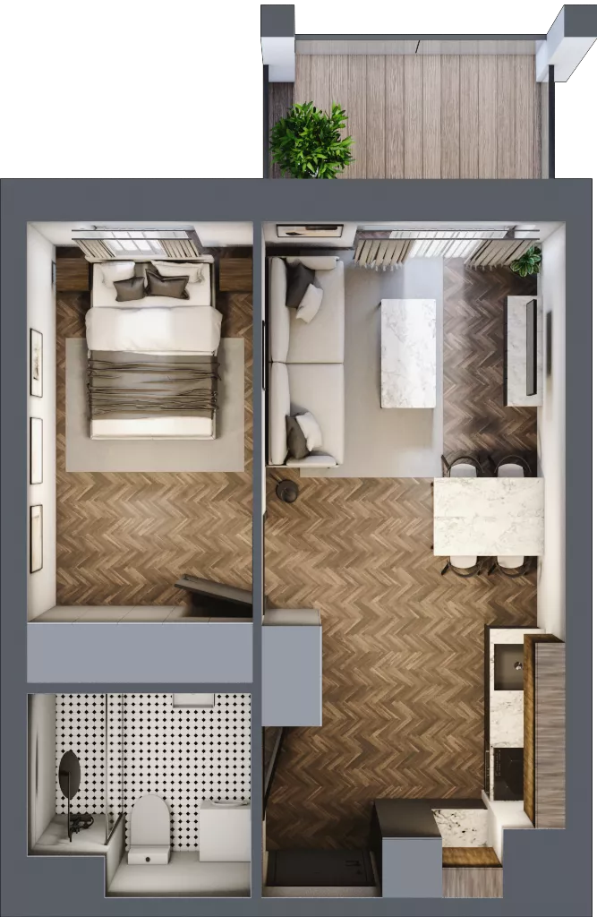 2 pokoje, mieszkanie 34,27 m², piętro 5, oferta nr 56, M|City, Bydgoszcz, Bydgoszcz Wschód, ul. Startowa 9