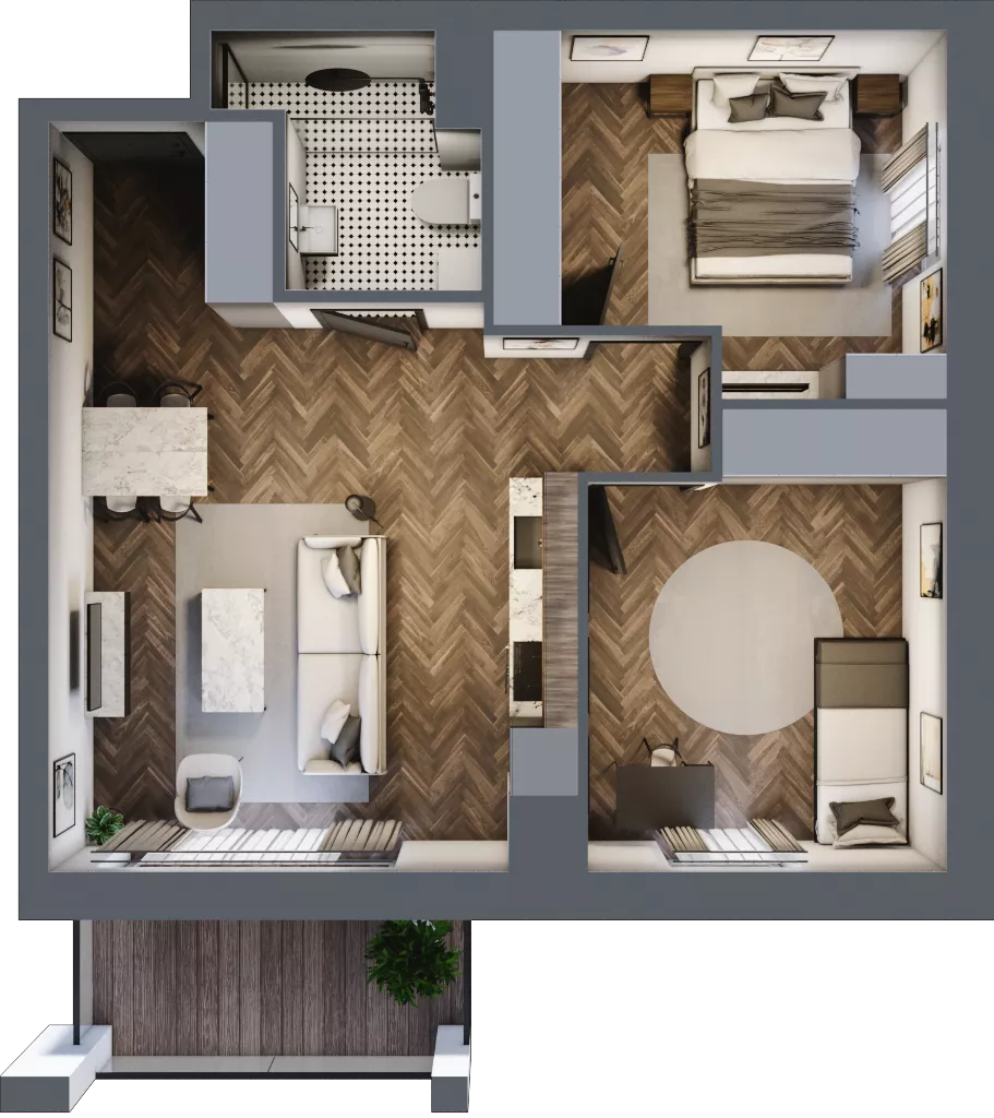 3 pokoje, mieszkanie 57,10 m², piętro 4, oferta nr 49, M|City, Bydgoszcz, Bydgoszcz Wschód, ul. Startowa 9