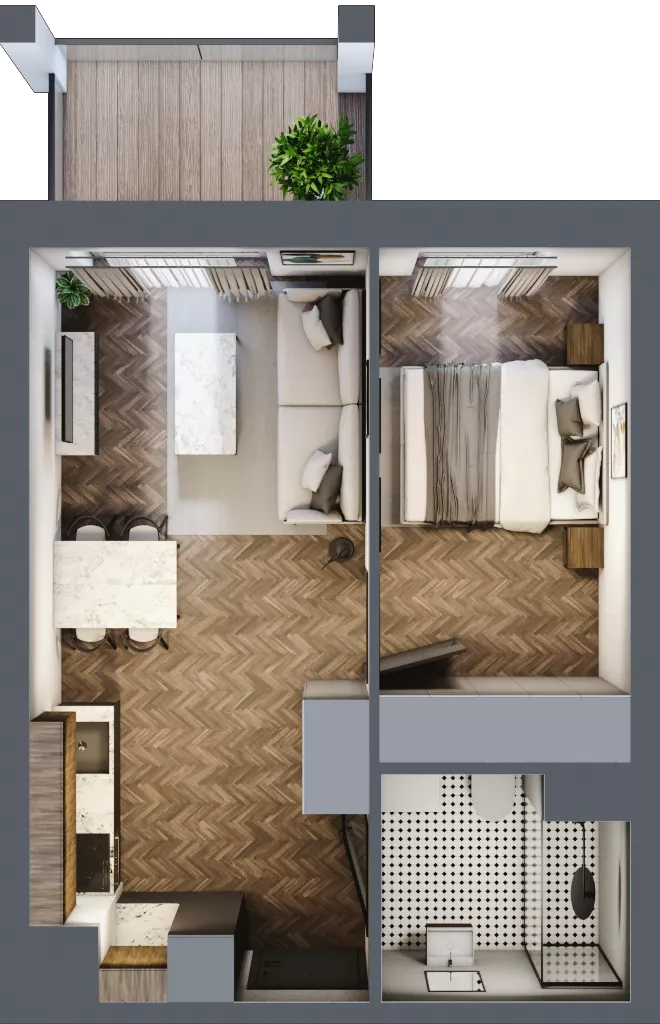 2 pokoje, mieszkanie 34,24 m², piętro 5, oferta nr 57, M|City, Bydgoszcz, Bydgoszcz Wschód, ul. Startowa 9