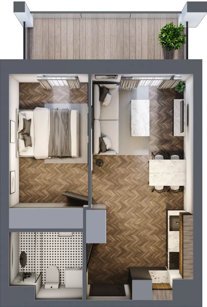 2 pokoje, mieszkanie 34,94 m², piętro 3, oferta nr 33, M|City, Bydgoszcz, Bydgoszcz Wschód, ul. Startowa 9