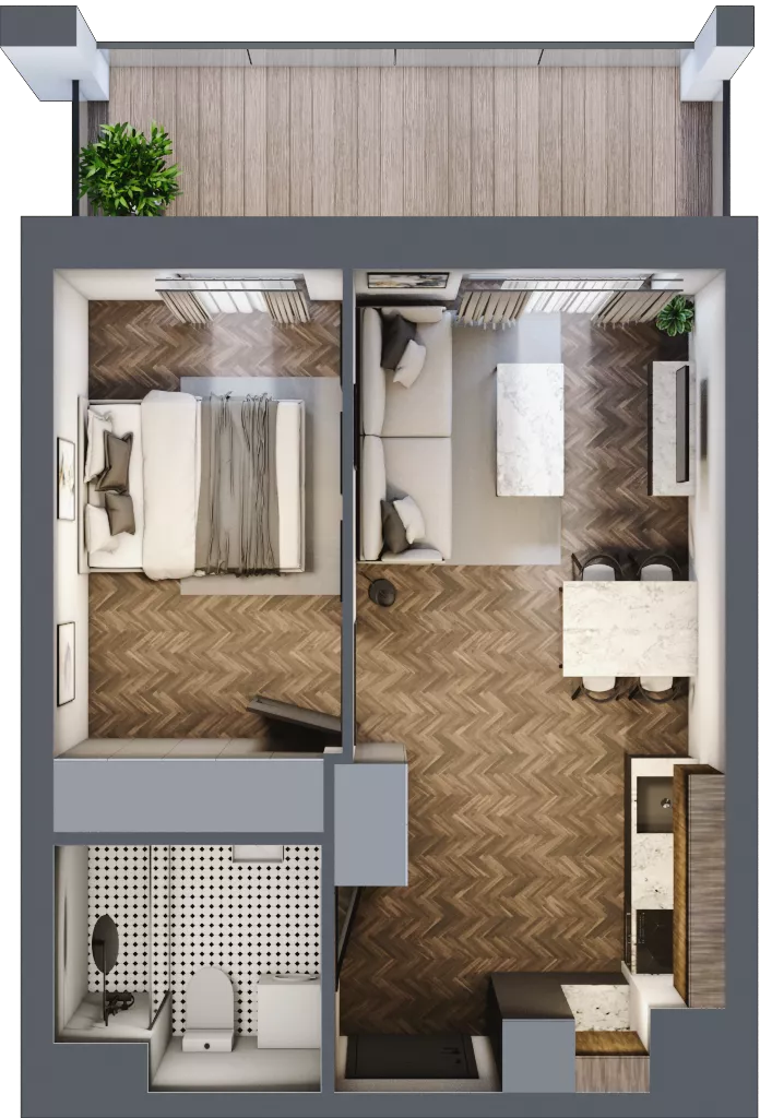 2 pokoje, mieszkanie 34,89 m², piętro 3, oferta nr 34, M|City, Bydgoszcz, Bydgoszcz Wschód, ul. Startowa 9