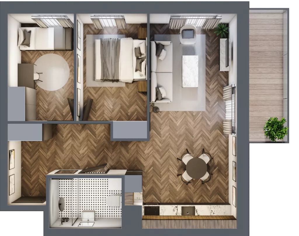 3 pokoje, mieszkanie 57,06 m², piętro 4, oferta nr 48, M|City, Bydgoszcz, Bydgoszcz Wschód, ul. Startowa 9