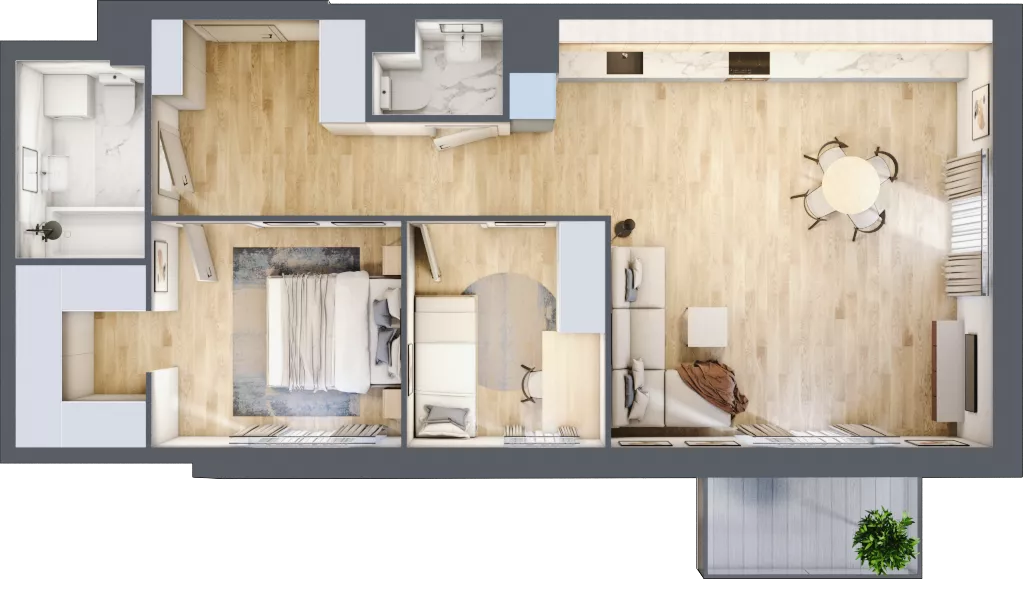 3 pokoje, mieszkanie 68,21 m², piętro 1, oferta nr 01.B.09, Nowa Pabianicka, Wrocław, Krzyki-Partynice, Krzyki, ul. Pabianicka 25