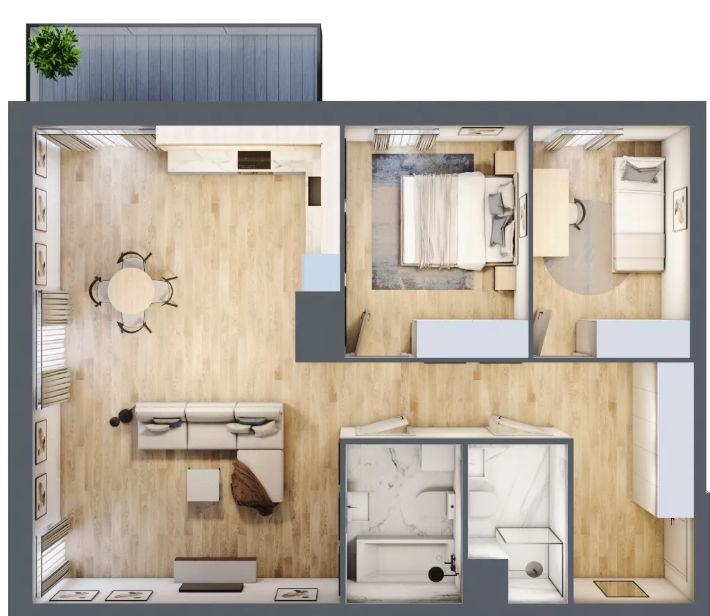 3 pokoje, mieszkanie 78,09 m², piętro 1, oferta nr 01.D.06, Nowa Pabianicka, Wrocław, Krzyki-Partynice, Krzyki, ul. Pabianicka 25