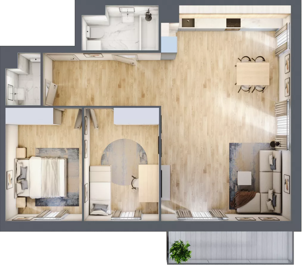 3 pokoje, mieszkanie 78,59 m², piętro 2, oferta nr 02.C.16, Nowa Pabianicka, Wrocław, Krzyki-Partynice, Krzyki, ul. Pabianicka 25
