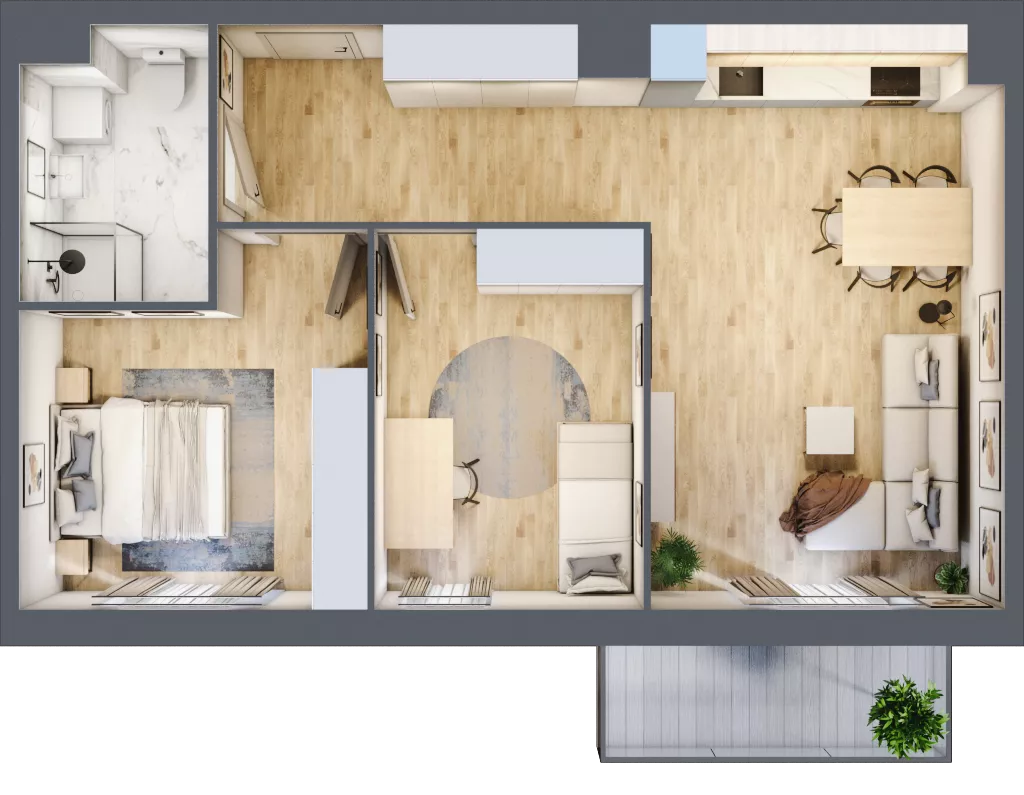 3 pokoje, mieszkanie 64,47 m², piętro 4, oferta nr 04.C.37, Nowa Pabianicka, Wrocław, Krzyki-Partynice, Krzyki, ul. Pabianicka 25