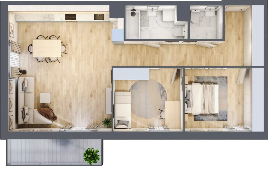 3 pokoje, mieszkanie 77,45 m², piętro 4, oferta nr 04.D.23, Nowa Pabianicka, Wrocław, Krzyki-Partynice, Krzyki, ul. Pabianicka 25