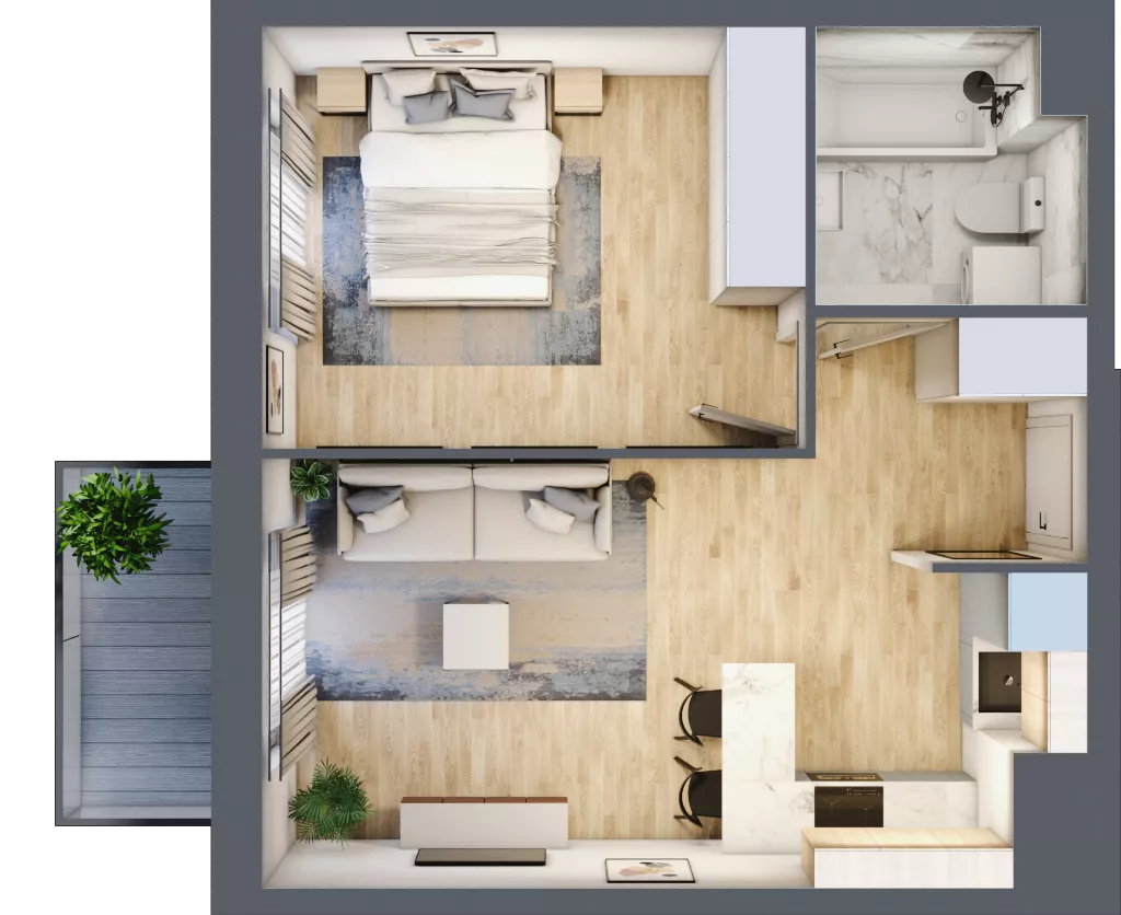 2 pokoje, mieszkanie 39,77 m², piętro 5, oferta nr 05.C.45, Nowa Pabianicka, Wrocław, Krzyki-Partynice, Krzyki, ul. Pabianicka 25