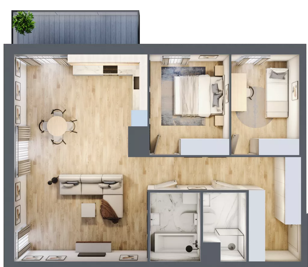 3 pokoje, mieszkanie 78,20 m², piętro 5, oferta nr 05.D.30, Nowa Pabianicka, Wrocław, Krzyki-Partynice, Krzyki, ul. Pabianicka 25