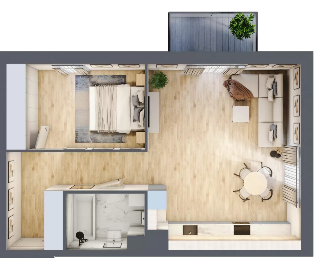 2 pokoje, mieszkanie 53,47 m², piętro 6, oferta nr 06.C.48, Nowa Pabianicka, Wrocław, Krzyki-Partynice, Krzyki, ul. Pabianicka 25