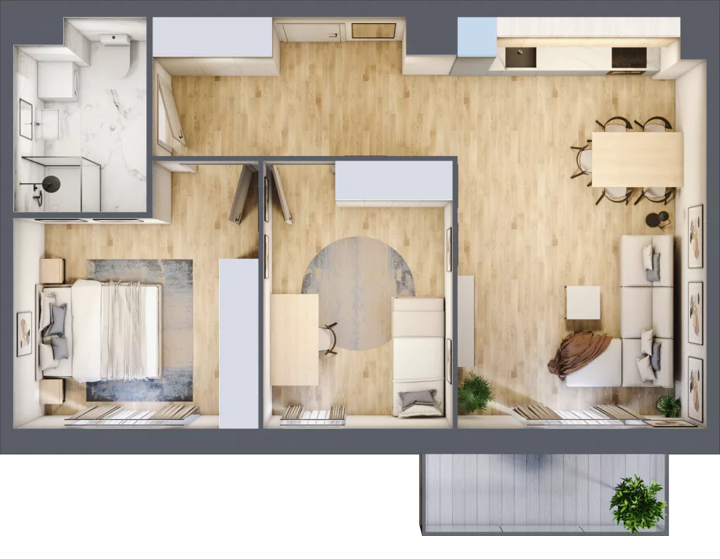 3 pokoje, mieszkanie 64,48 m², piętro 6, oferta nr 06.C.50, Nowa Pabianicka, Wrocław, Krzyki-Partynice, Krzyki, ul. Pabianicka 25