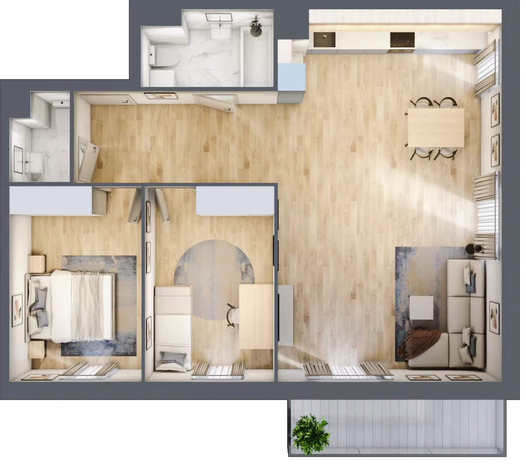 3 pokoje, mieszkanie 78,57 m², piętro 7, oferta nr 07.C.56, Nowa Pabianicka, Wrocław, Krzyki-Partynice, Krzyki, ul. Pabianicka 25