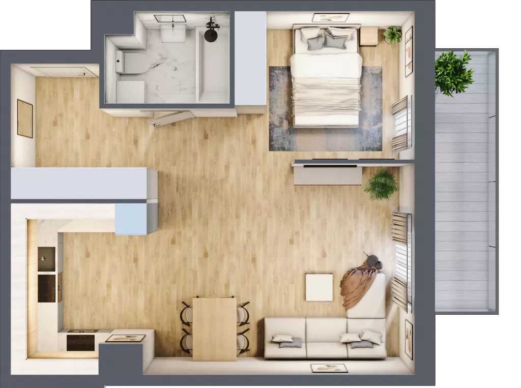 1 pokój, mieszkanie 49,85 m², piętro 7, oferta nr 07.D.38, Nowa Pabianicka, Wrocław, Krzyki-Partynice, Krzyki, ul. Pabianicka 25