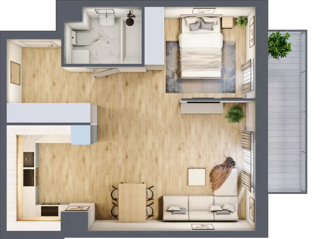 1 pokój, mieszkanie 49,80 m², piętro 8, oferta nr 08.D.44, Nowa Pabianicka, Wrocław, Krzyki-Partynice, Krzyki, ul. Pabianicka 25