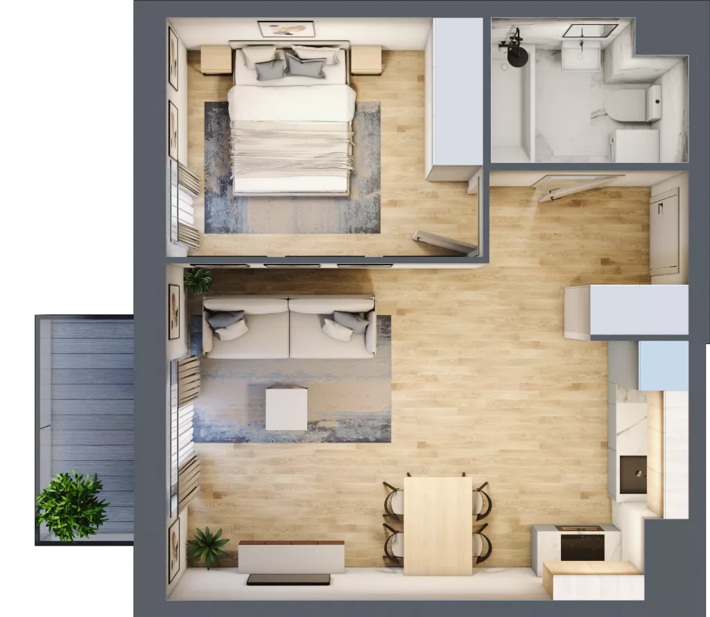 2 pokoje, mieszkanie 42,77 m², piętro 8, oferta nr 08.D.45, Nowa Pabianicka, Wrocław, Krzyki-Partynice, Krzyki, ul. Pabianicka 25