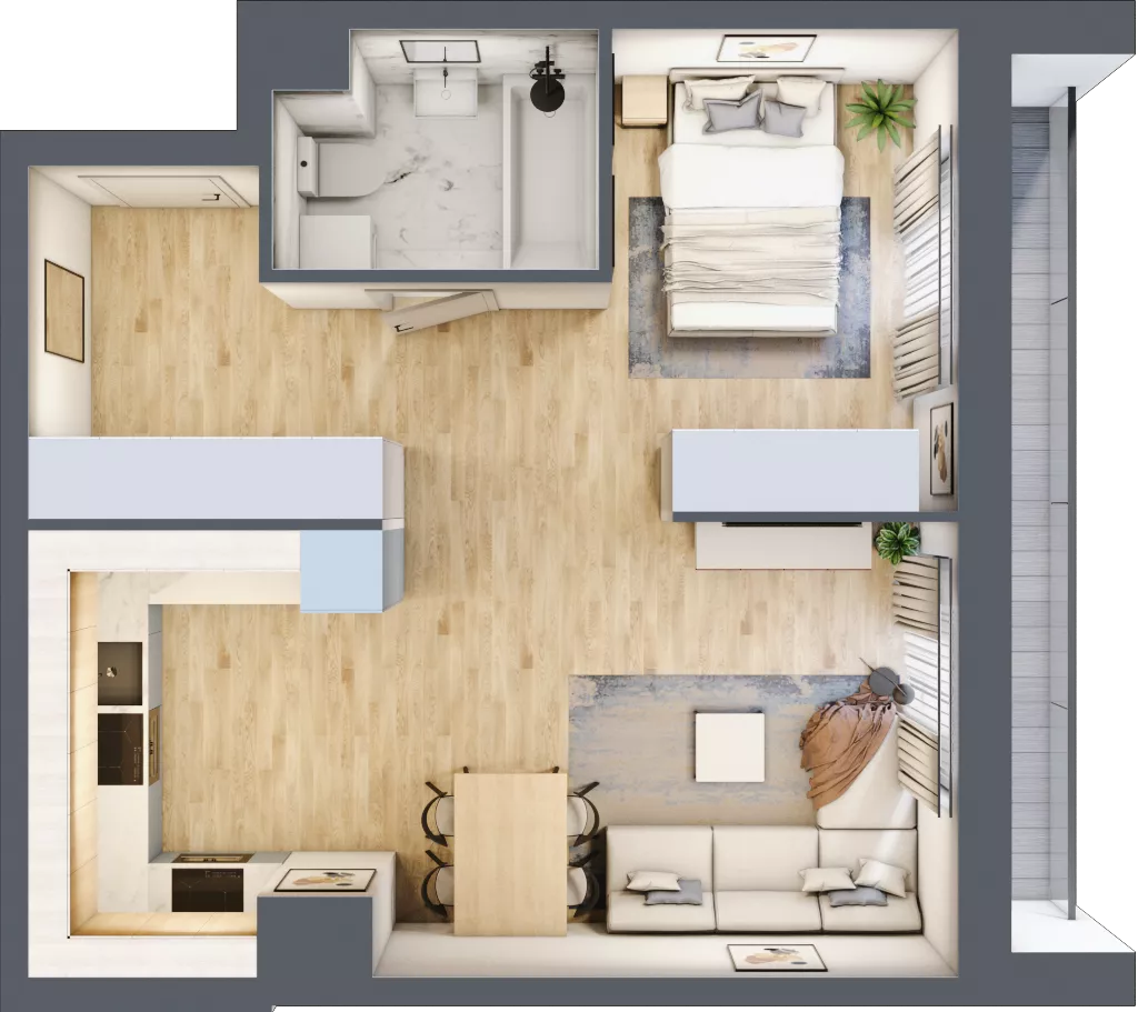 1 pokój, apartament 43,71 m², piętro 9, oferta nr 09.D.50, Nowa Pabianicka, Wrocław, Krzyki-Partynice, Krzyki, ul. Pabianicka 25