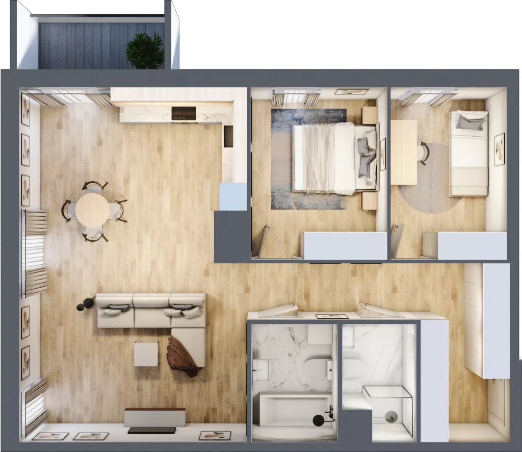 3 pokoje, mieszkanie 78,14 m², piętro 9, oferta nr 09.D.54, Nowa Pabianicka, Wrocław, Krzyki-Partynice, Krzyki, ul. Pabianicka 25