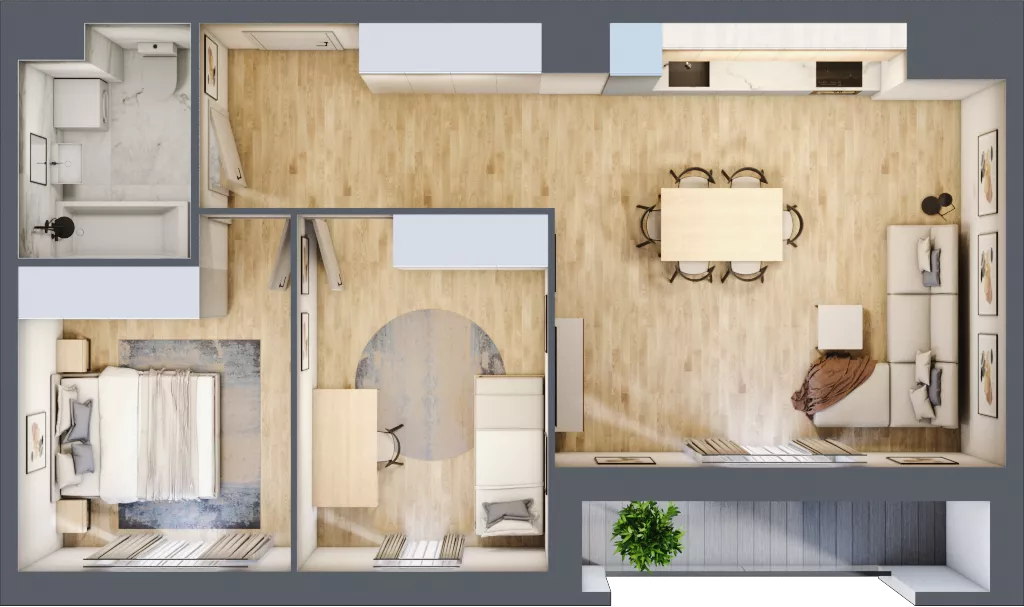 3 pokoje, mieszkanie 62,61 m², piętro 10, oferta nr 10.C.76, Nowa Pabianicka, Wrocław, Krzyki-Partynice, Krzyki, ul. Pabianicka 25
