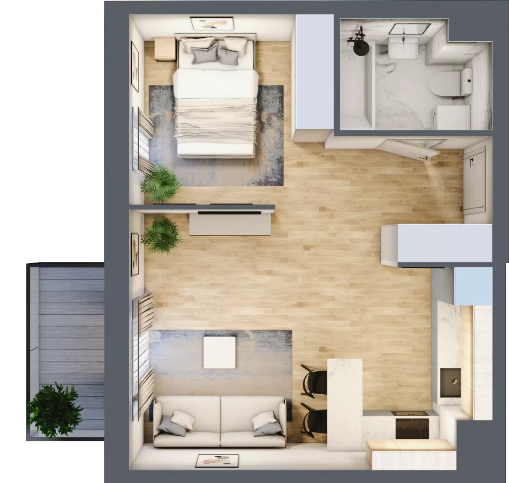 1 pokój, mieszkanie 39,14 m², piętro 2, oferta nr 02.B.22, Nowa Pabianicka, Wrocław, Krzyki-Partynice, Krzyki, ul. Pabianicka 25