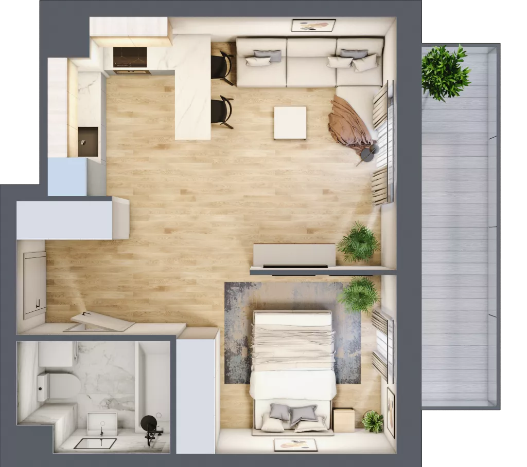 1 pokój, mieszkanie 37,42 m², piętro 2, oferta nr 02.D.07, Nowa Pabianicka, Wrocław, Krzyki-Partynice, Krzyki, ul. Pabianicka 25