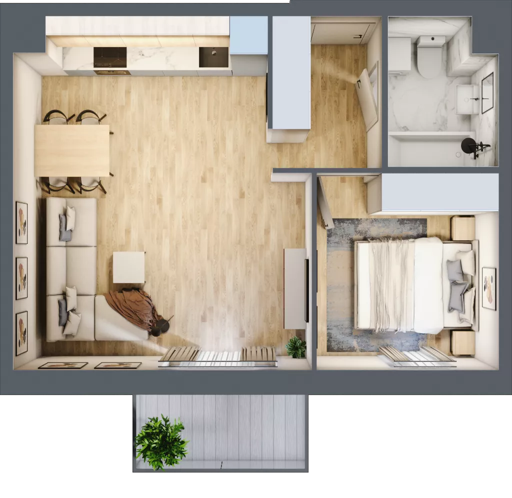 2 pokoje, mieszkanie 41,74 m², piętro 4, oferta nr 04.B.35, Nowa Pabianicka, Wrocław, Krzyki-Partynice, Krzyki, ul. Pabianicka 25