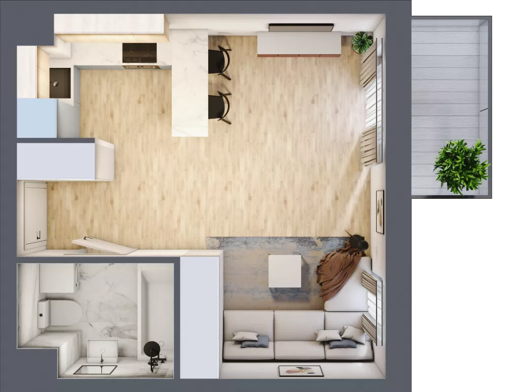 1 pokój, mieszkanie 30,07 m², piętro 4, oferta nr 04.B.38, Nowa Pabianicka, Wrocław, Krzyki-Partynice, Krzyki, ul. Pabianicka 25