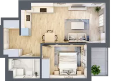 2 pokoje, mieszkanie 41,15 m², piętro 6, oferta nr A.44, Hi Mokotów, Warszawa, Ursynów, Wyczółki, ul. Bokserska 63