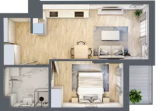 2 pokoje, mieszkanie 43,76 m², piętro 1, oferta nr A.23, Hi Mokotów, Warszawa, Ursynów, Wyczółki, ul. Bokserska 63