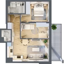3 pokoje, mieszkanie 51,70 m², piętro 6, oferta nr B.91, Hi Mokotów, Warszawa, Ursynów, Wyczółki, ul. Bokserska 63