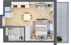 1 pokój, mieszkanie 28,86 m², piętro 1, oferta nr B.06, Hi Mokotów, Warszawa, Ursynów, Wyczółki, ul. Bokserska 63